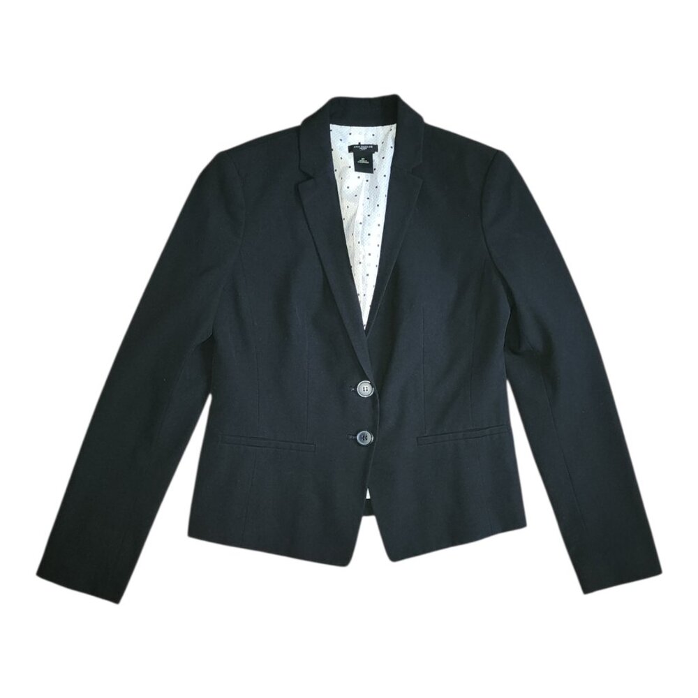 Ann Taylor Blazer Jacket Womens Size 2P 2 Petite Black Business Career Suit